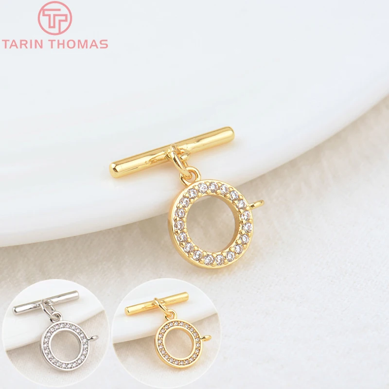 

(3354)6 Sets O:9MM T:14MM 24K Gold Color Plated Brass Round Bracelet O Toggle Clasps High Quality Diy Jewelry Accessories