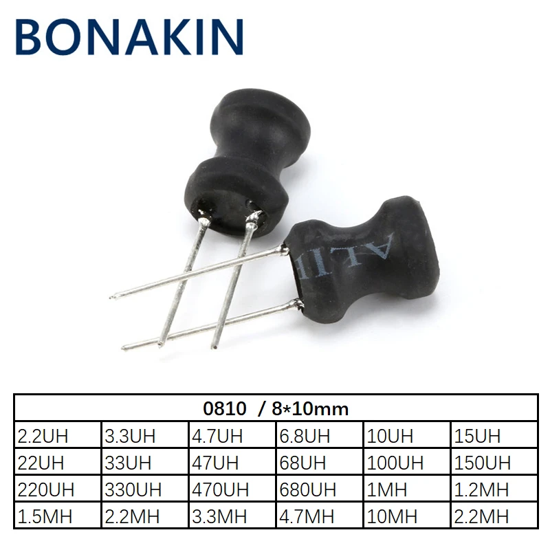 Inductor de potencia en forma de I, bobina de cobre de 10 piezas, 0810, 8x10mm, 1MH, 68uh, 100uh, 150UH, 220, 330, 470 uH, 2.2MH, 3.3MH, 4.7MH, 10MH