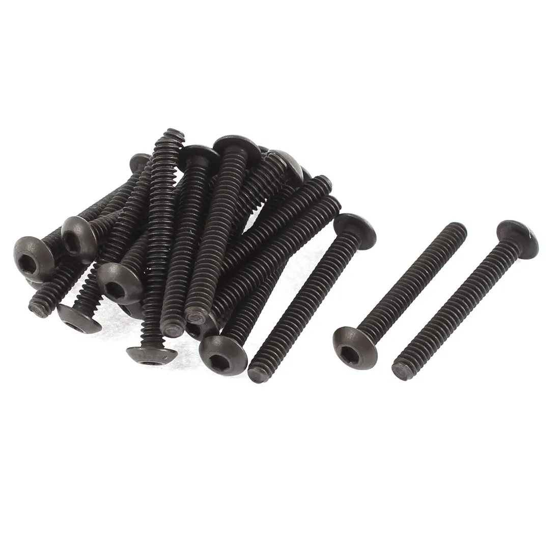 Uxcell 20/25/30/50pcs M2 M2.5 M3 M4 M5 M6 Thread 10.9 Alloy Steel Button Head Hex Socket Cap Screws Bolt Black