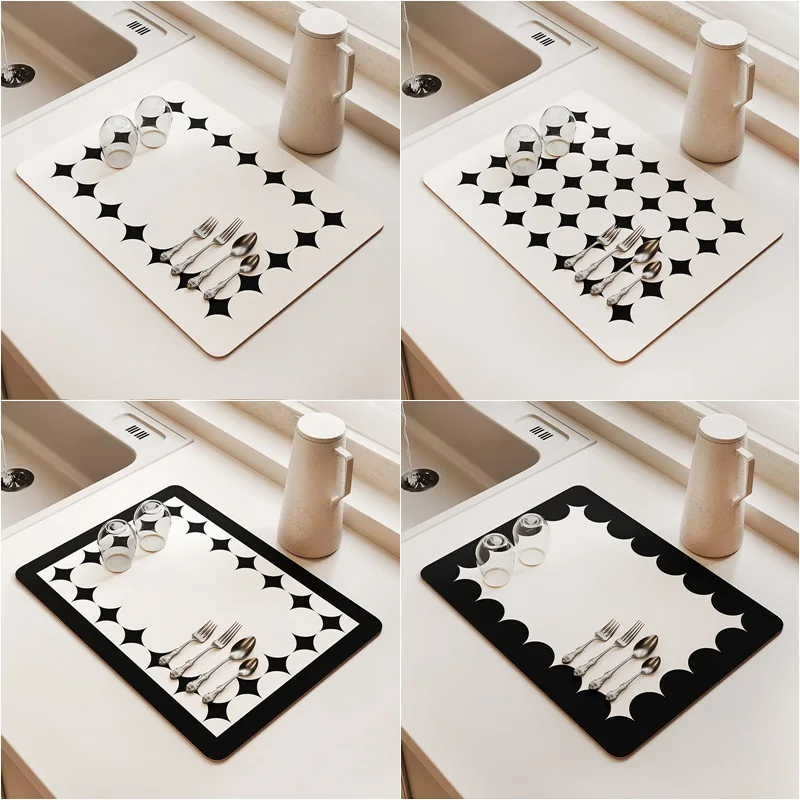 

Printed Dinnerware Placemat Coffee Table Drying Mats Kitchen Absorbent Draining Mat Drying Mat Quick Dry Bathroom Drain Pads