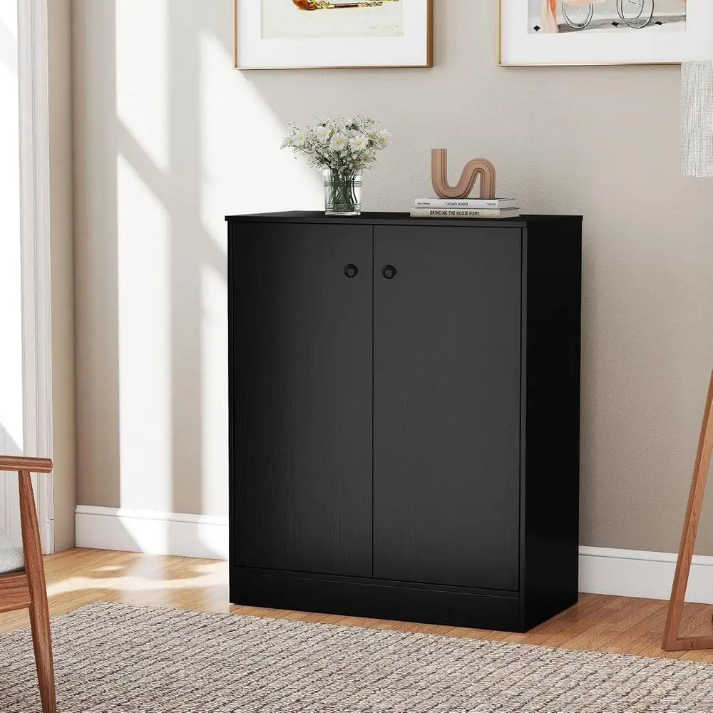 

2-Door Storage Cabinet, ern loor Cabinet with 3-Tier Shel, reestanding Side Cabinet with Anti-Toppling Device, Storage Organizer
