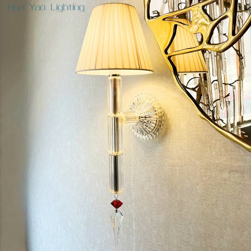 Nordic Modern Style Luxury Lighting Nighttime Atmosphere Light Shiny K9 Crystal Pendant Decoration Bedside Reading Wall Lamp