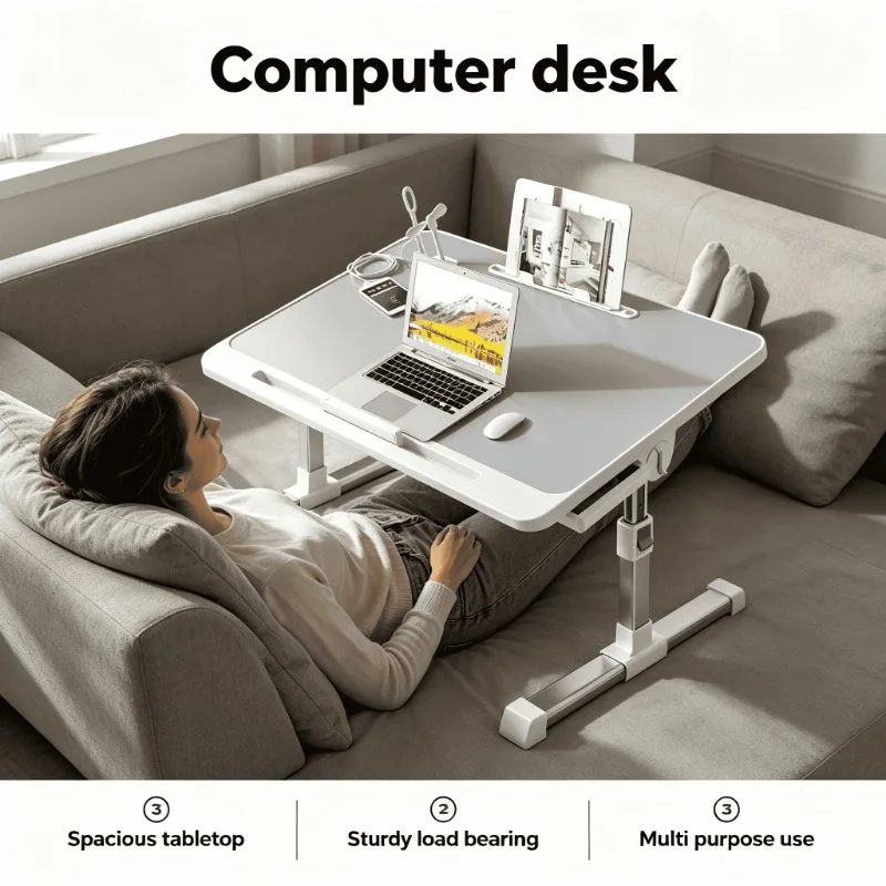 Bedroom Office Desk Compact Computer Study Height Adjustable Folding Laptop Bed Table Portable Computer Desk Student Dorm