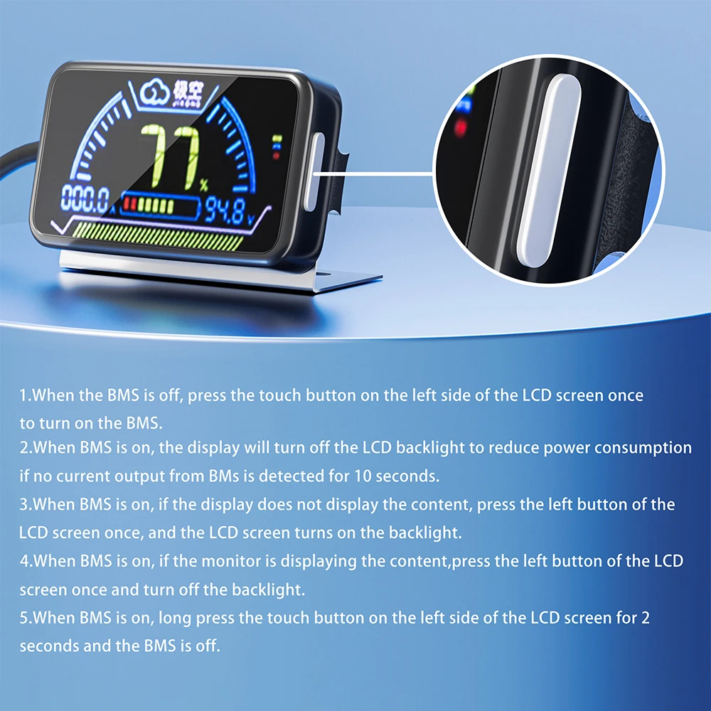 JIKONG BMS 2.0 Inch LCD Display Lithium Battery Smart Bms Battery Level Indicator JIKONG BMS Current/Voltage/and Energy Monitor