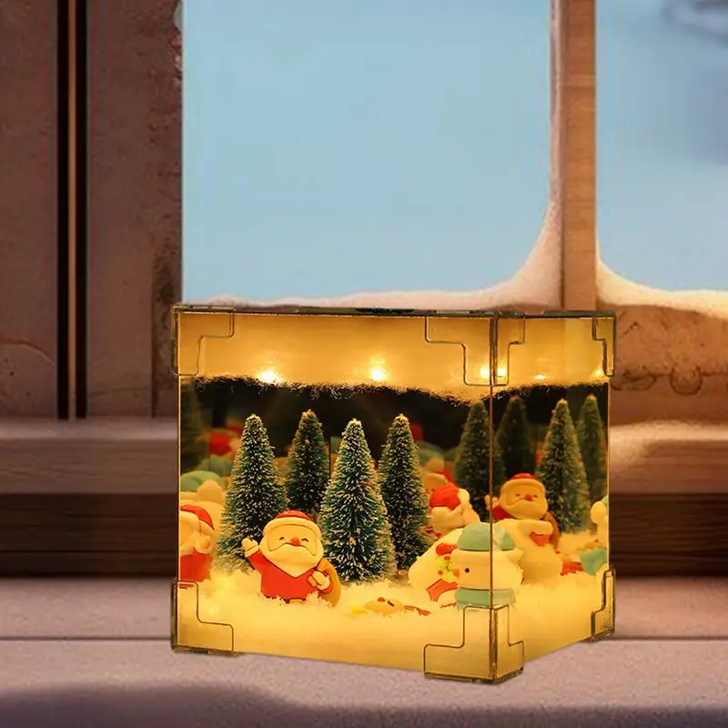 Christmas Snowman Night Light Cube Design Home Christmas Snow Scene Decor Elegant Christmas Lighting Decorations For Indoor