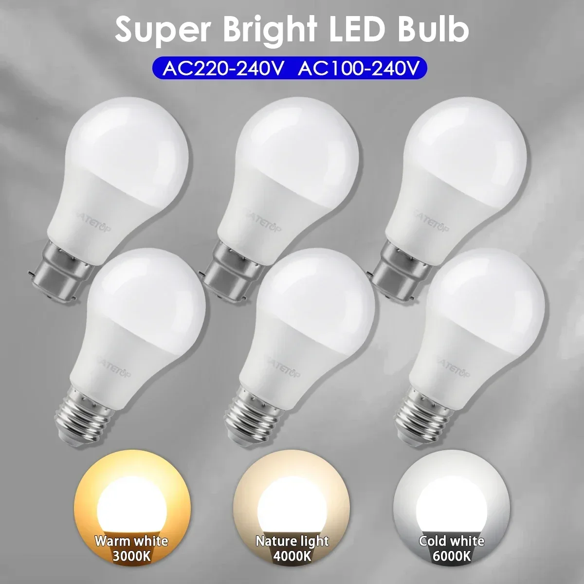 

1/10PCS Energy Saving Bulb E27 B22 Lamps A60 A80 AC220V 230V 110V LED Light 20W 18W 24W for Home Derection Living Room Lighting