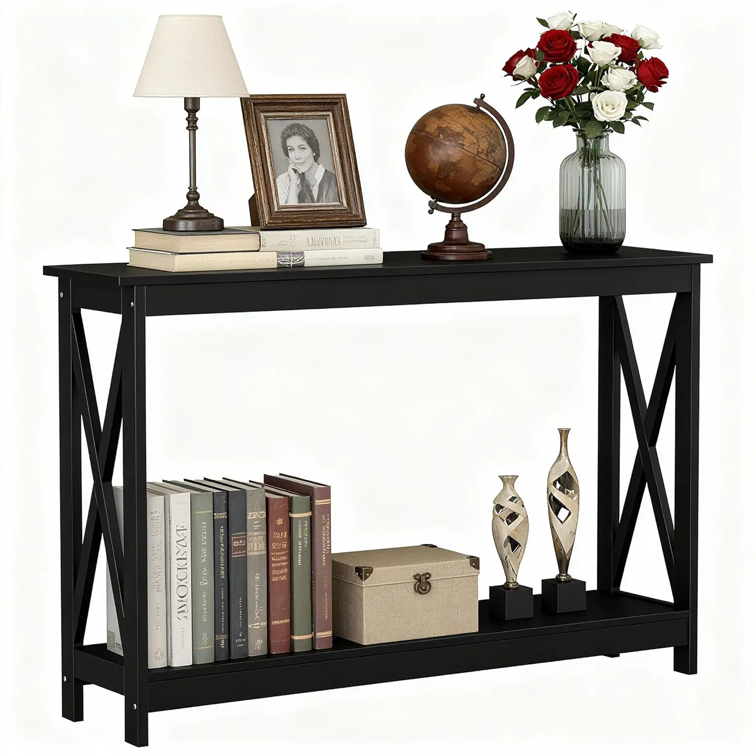 

2-Tier Narrow Console Sofa Table with Shelves Entryway Hallway Living Room 11.8"x47"x31.7", Customized