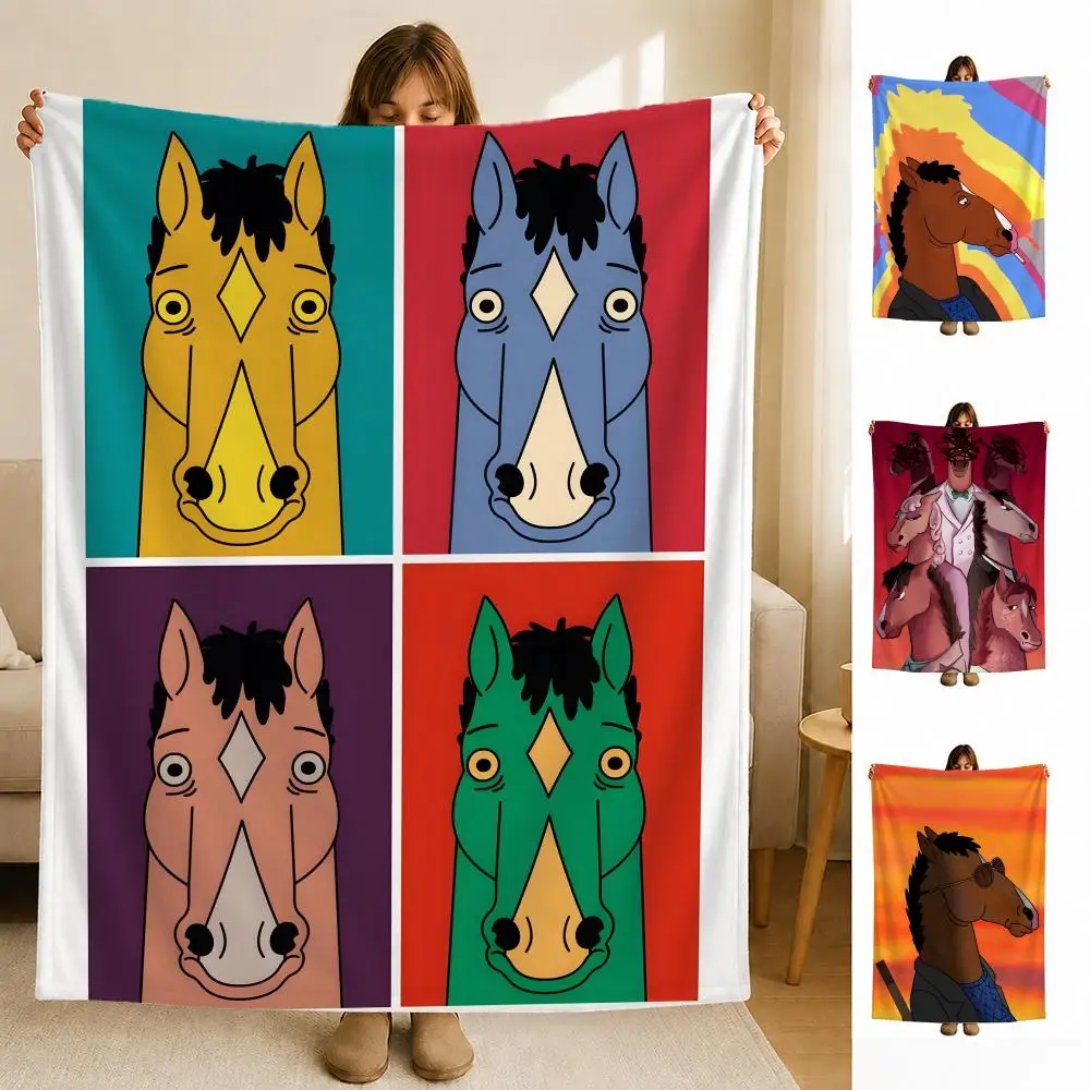 animation B-BoJack H-Horseman Throw Soft Flannel Blanket for Bed Bedroom Sofa Picnic Throw Skin-friendly Breathable Gift Cover