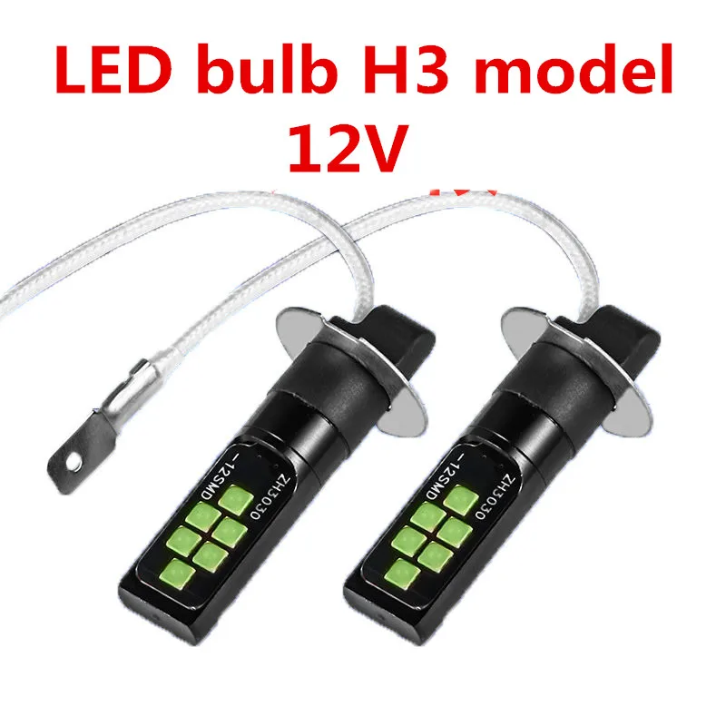 2 PCs H3 LED Light Bulb 3030 SMD Car Fog Light Super Bright Driving Lamp 3000K Amber Car Accessories DC12V DRL Light Beam