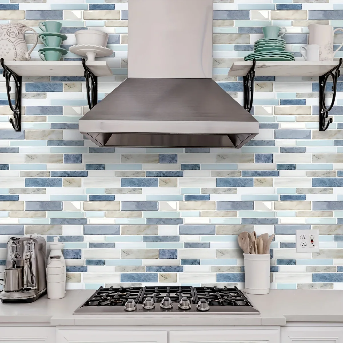 

25PCS marble pattern 3D effect crystal kitchen stickers waterproof oilproof kitchen and bathroom tile stickers thickened self-ad