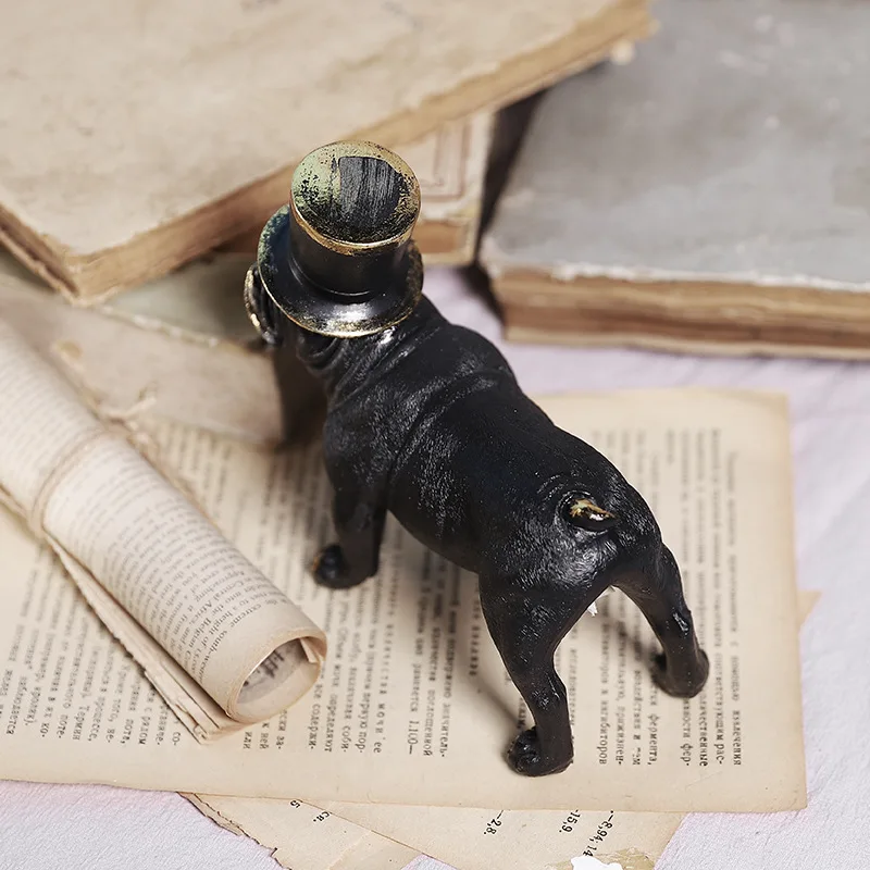 Ornaments Home Figurines For Interior Statues For Decoration Sculptures Simulation Animal Black Dog