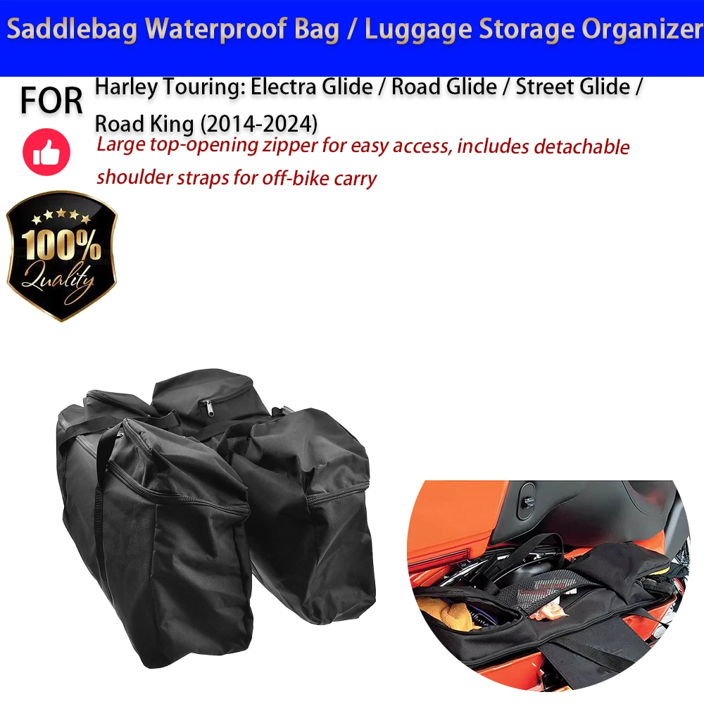 For Harley Touring Road King Street Glide Road Glide 2014-2024 Waterproof Saddlebag Liner Bags No-Drill Accesorios Moto