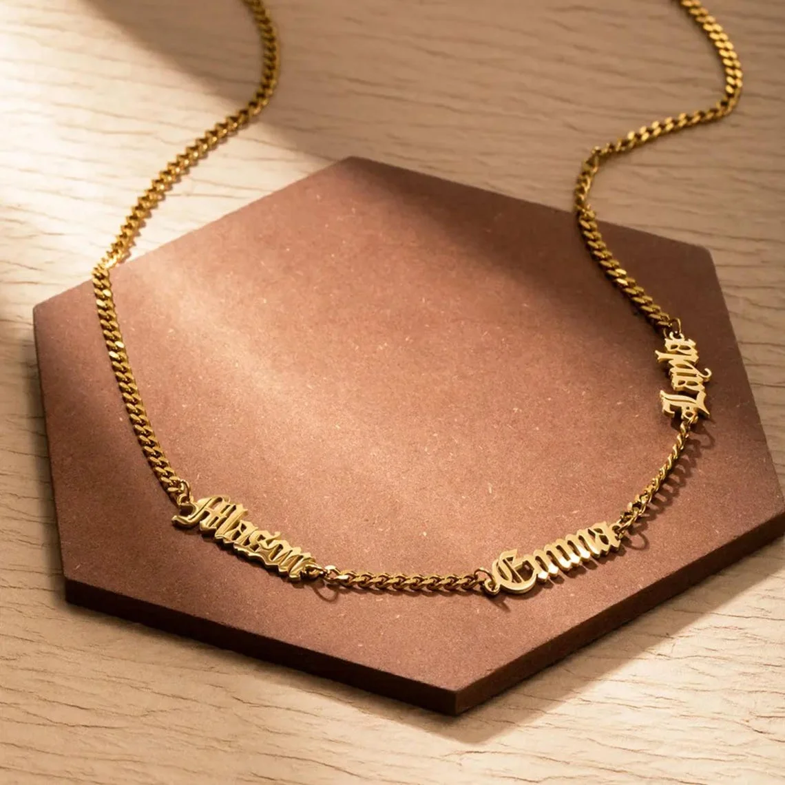 

Customizable Gothic Men's Necklace with 1-5 Kids' Name Stainless Steel Personalized Choker Family Jewelry Luxury Gift for Father