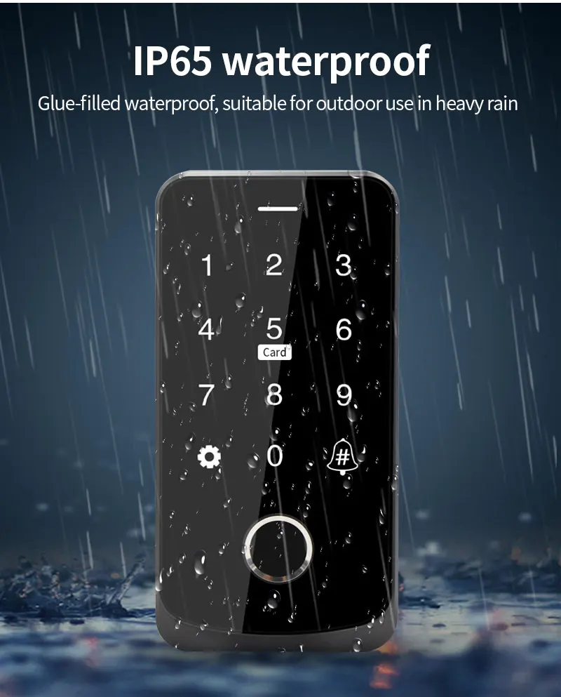 

NFC Bluetooth Tuya App RFID IC M1 Access Control Keypad IP65 Waterproof Biometric Fingerprint Touch Screen Access Controller