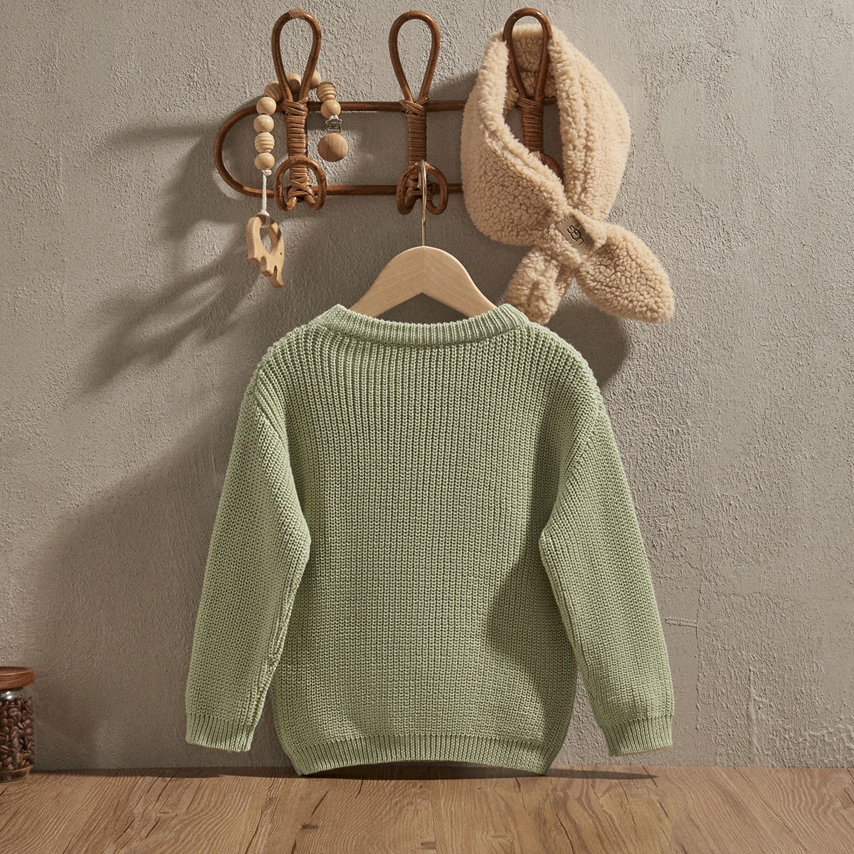 EWODOS Little Boy Girl Knitted Sweater Casual Solid Color Crew Neck Woolen Long Sleeve Pullover Tops for Newborn Autumn Winter