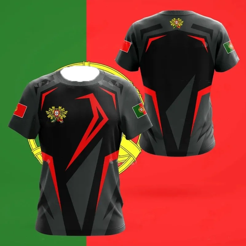 

Футболка с 3D-графикой национального герба Португалии для мужчин, повседневная унисекс-одежда, футболки с короткими рукавами, уличная одежда, новая пляжная одежда Y2k