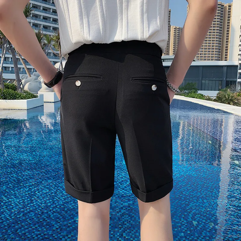 2023 Brand Clothing British Syle Summer Leisure for Men Business Shorts/Male Slim Fit Pure Color Suit Shorts Plus Size 29-36