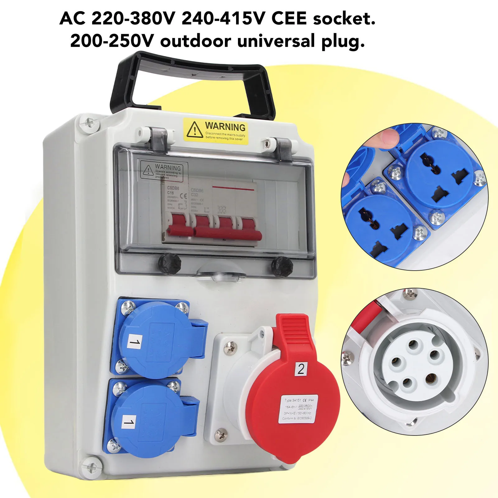 موزع الطاقة AC 200‐250V مقبس عالمي AC 220‐380V 240‐415V CEE مقبس مع قاطع الدائرة