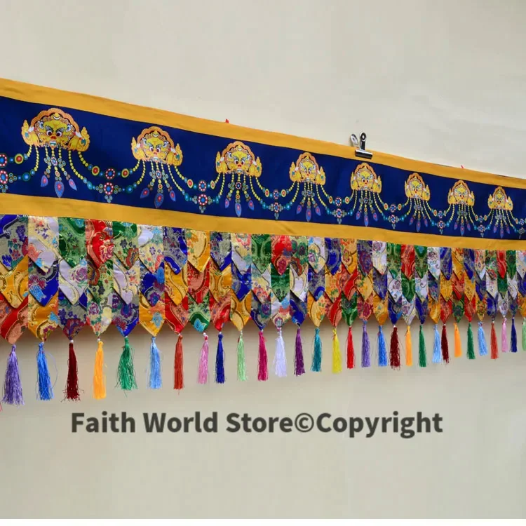 500CM long Buddhism TOP Decorative Art Buddhist HOME Temple Embroidery wall Hanging Altar Enclosing curtain draperies streamers