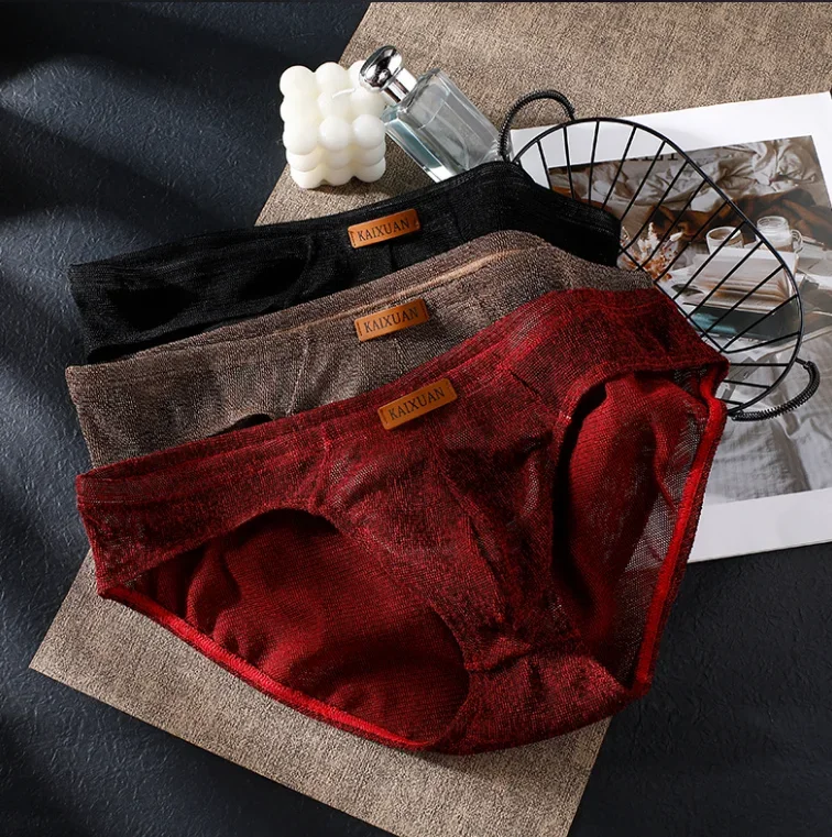 Men's Ice Silk Mesh Boxer Briefs Ultra-thin Breathable Cool Quick Dry Underwear Soft Comfortable Panties for Summer Daily Wear
