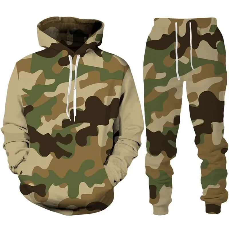 Autumn Camouflage 3D Printed Hoodie Suit Men Sweatshirts Sweatpants Casual Fashion Two Piece Tracksuit Set Men\'s Clothing