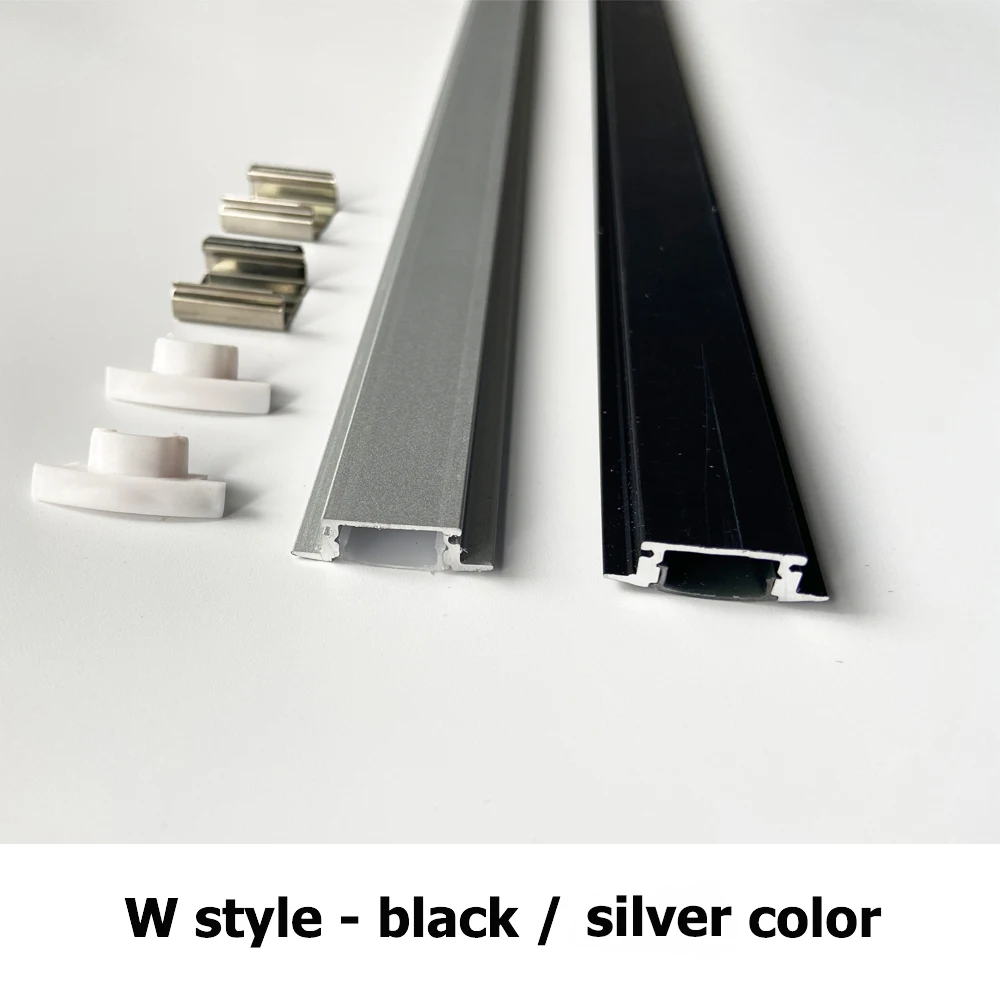 2-35 Stück/Set LED-Aluminiumprofil 0,5m/Stück U/V/W-Form Ecke für 5050 2835 LED-Streifenleuchten Kanalhalterung Weiße/Schwarze Abdeckung – Detail 7