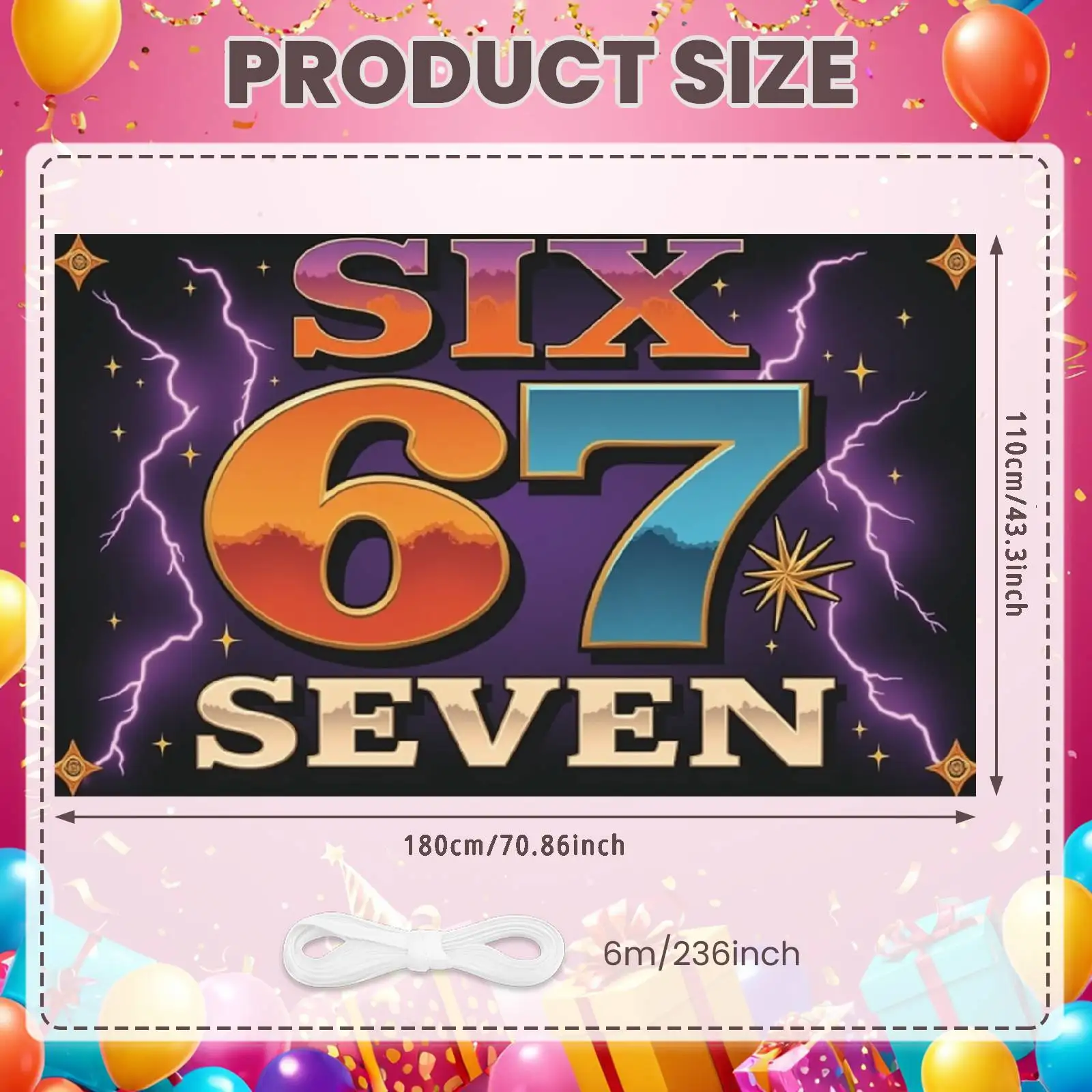 Colorful Display 3d Stereo Birthday Display 67th Event Background Rainbow Gradient Festive Banner For Party Decoration Indoor