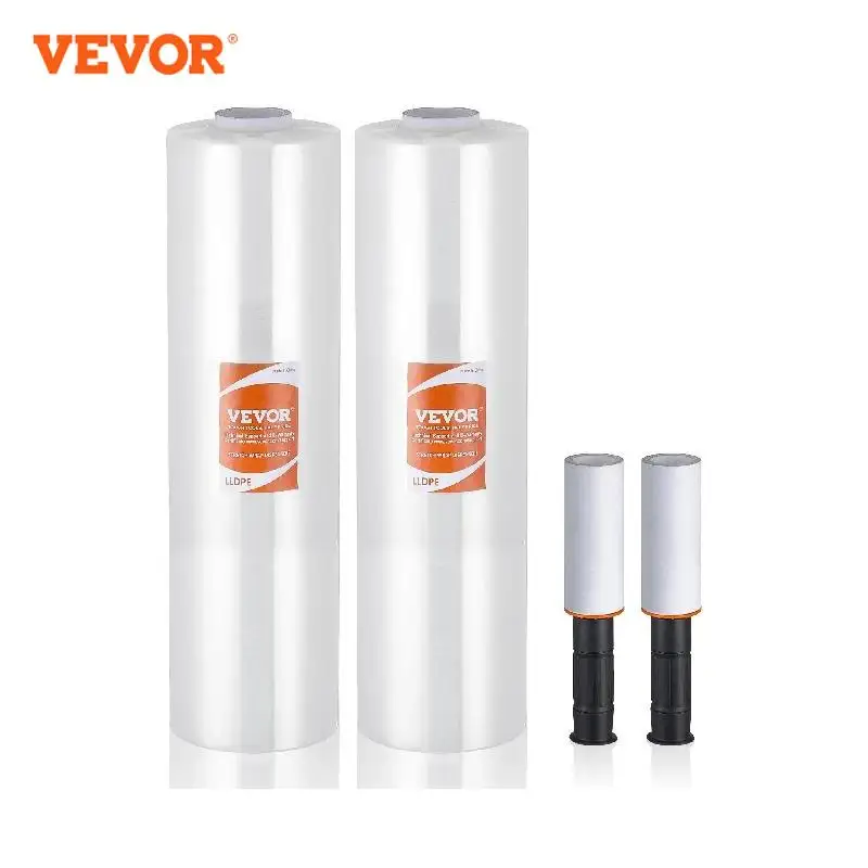 

VEVOR 1/2/3/4 Packs Stretch Film 15 in Clear Shrink Film Roll Stretch Wrap with Handles for Pallet Wrapping Shipping Moving