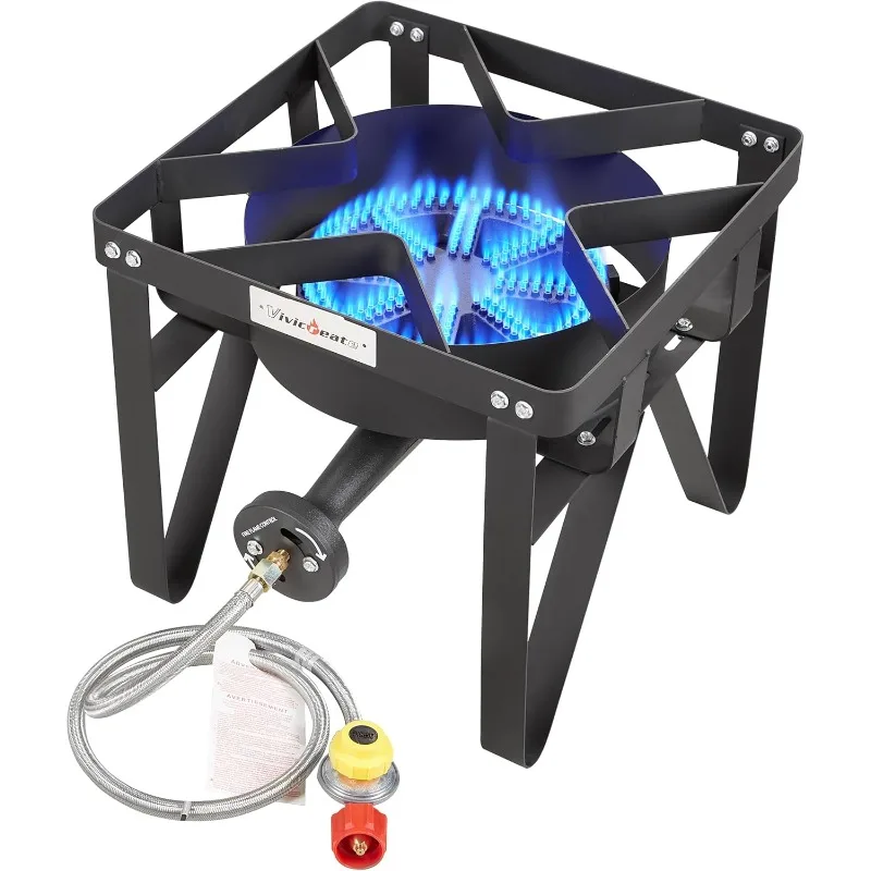 

185000 BTU High Pressure Outdoor Camping Stove with Regulator, Cast Iron Burner, CSA listed regulator and gas hose