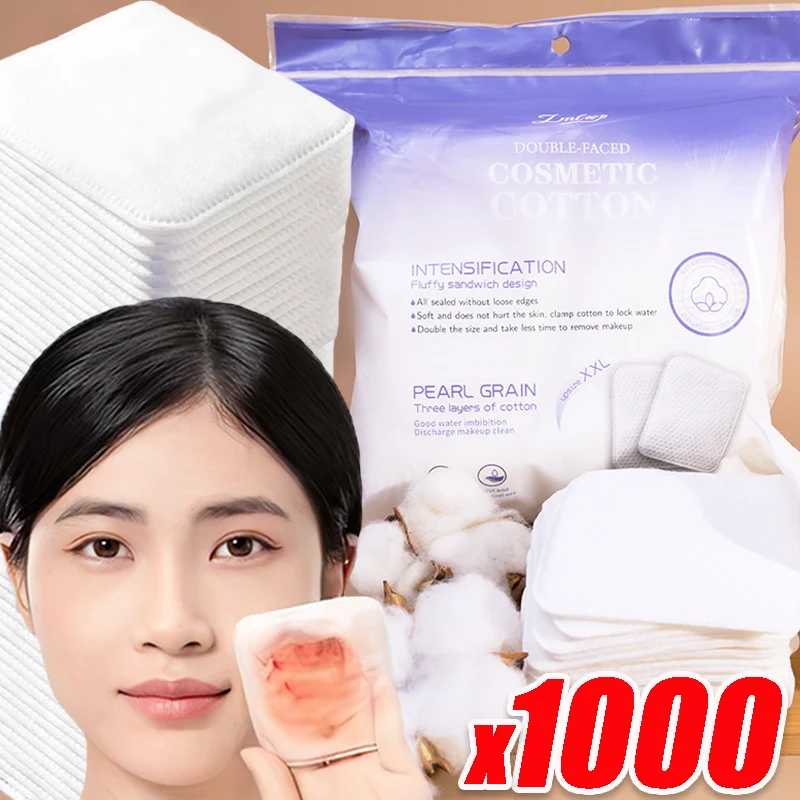 

50-1000PCS Large Square Makeup Removal Cotton White Lock The Water Without Dropping The Floc Cotton Pads Skin Care Cleaning Tool