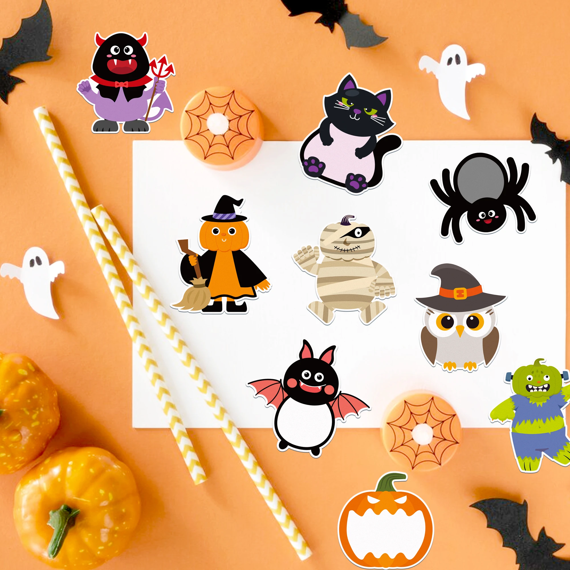 12 Stück = 240 Seiten, Halloween-Motiv, Notizblöcke-Set, Haftnotizen, Schreibwaren, Etiketten, Notizbuch, selbstklebende Haftnotizen für den Kühlschrank, Bürobedarf. – Detail 11