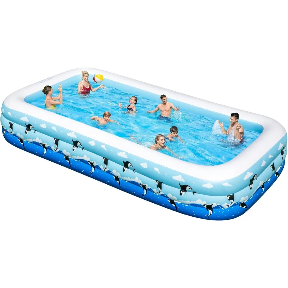 

Extra Large Inflatable Pool for Kids Adults, 145" X 74" X 22" Full Size Family Blow Up Pool, Oversized Swimming Pools Above Grou