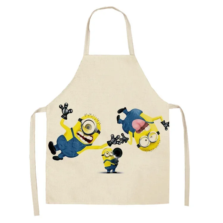 Cartoon Anime Children\'s Linen Apron Kitchen Cooking Barbecue Anti-fouling Home Adult Apron Bib Student Painting Apron