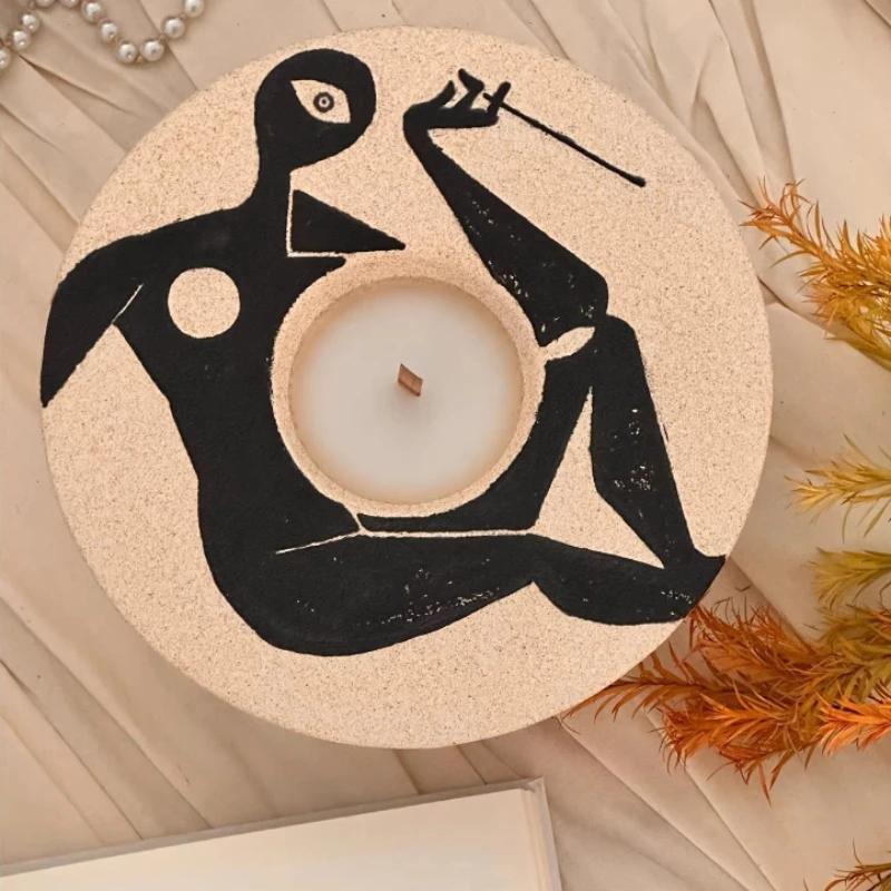 Wabi Sabi style candle holder ornaments,ins style abstract humanoid candle holder, living room desktop atmosphere decorations