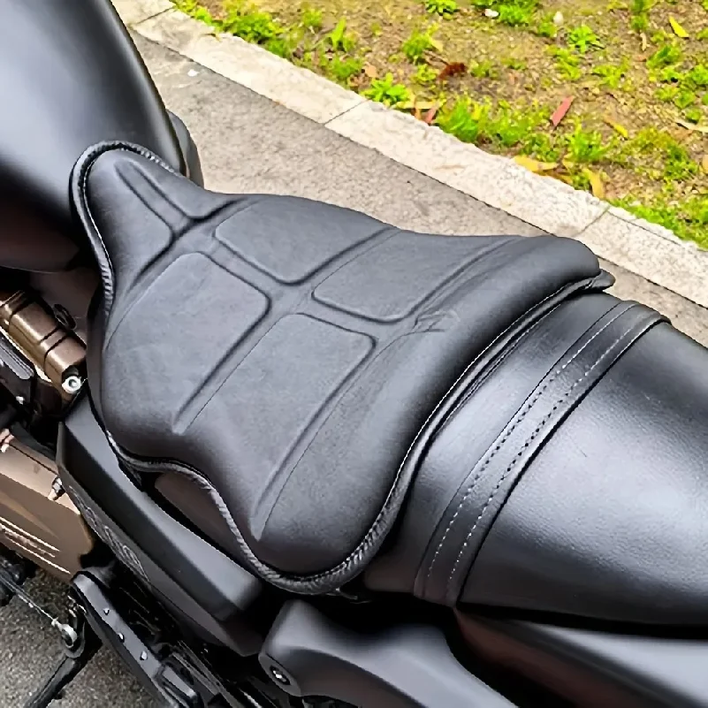 Universal Motorcycle Gel Seat Cushion 3D Honeycomb Breathable Shock Absorption Leather Seat Pad Comfort Riding Seat Mat