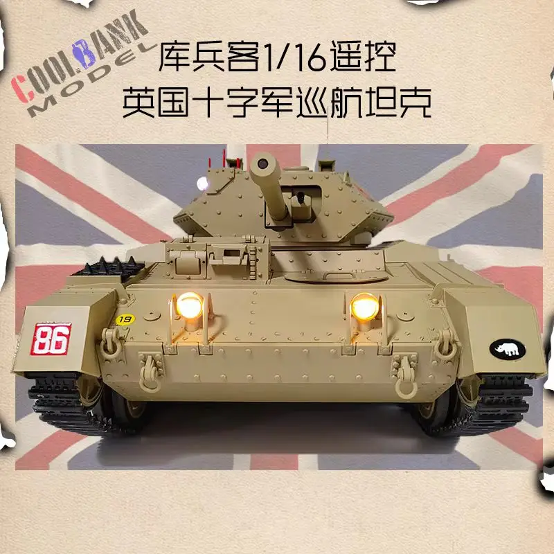 Coolbank Model Czołgu Brytyjskiego Crusader w Skali 1/16, Zdalnie Sterowany, Militarny Model Zabawka z Efektami Dźwiękowymi, Świetlnymi i Dymem
