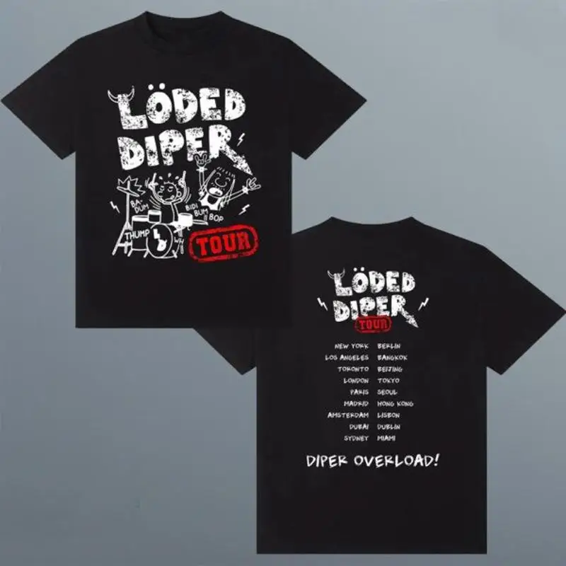 نسخة تي شيرت كلاسيكية من Loded Diper Tour Overload على الجانبين