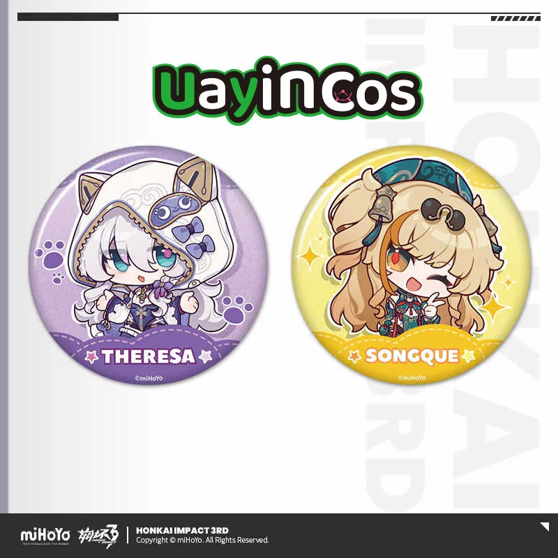 Official Honkai Impact 3 3rd Theresa Apocalypse Tinplate Badge Dream Tour Brooch Pins Ornament Doll Accessories Anime Toy For K