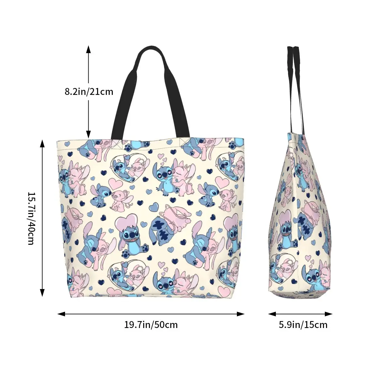 Street Womens Stitch und Angel Love Tote Einkaufstasche große Kapazität leichte Handtaschen