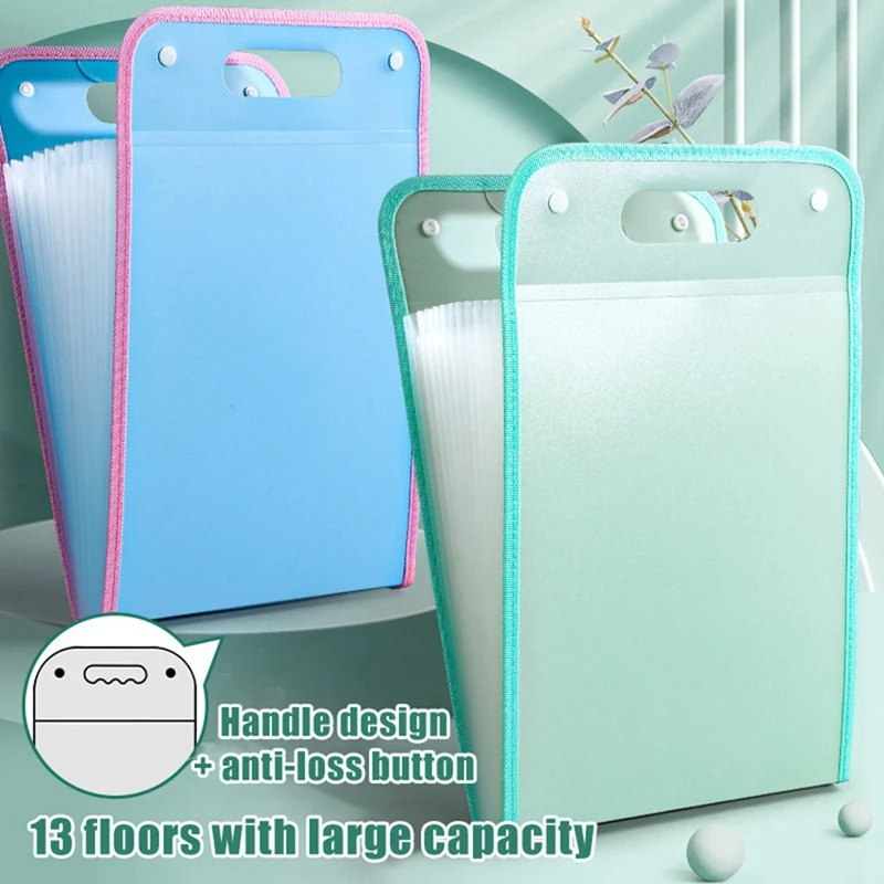 A4 Large Capacity Portable Organ Bag Folder Student Exam Paper Storage Bag 13 Layers Bill File Sorting Organizer Case
