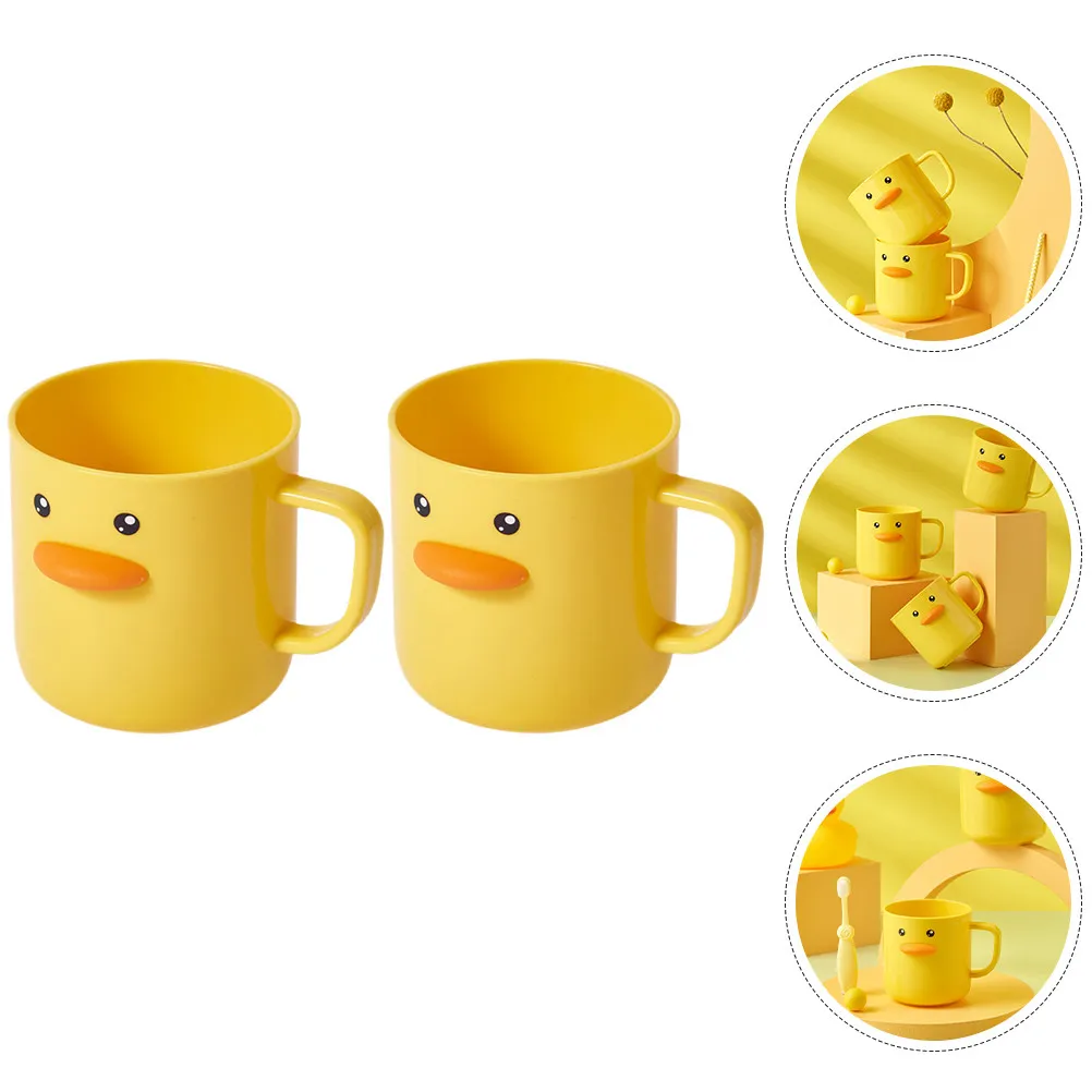 

Набор из 2 милых стаканов для зубных щеток в форме уток, многоразовые пластиковые стаканчики для полоскания рта для ванной комнаты, путешествий и дома