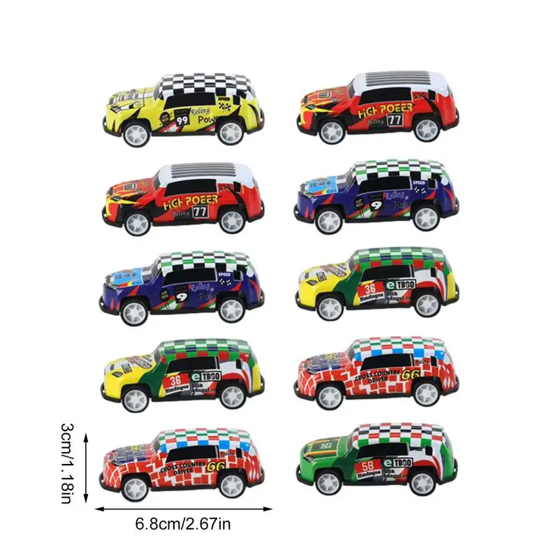 Pull Back Race Car Toy, Carro de corrida criativo, Massa para o aniversário, 10pcs