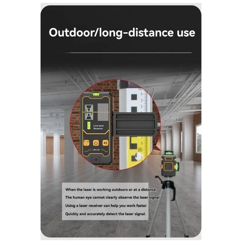 

A23G Laser Level Receiver 50m Range Green and Red Beam Detector with Double Horizontal Bubbles for Pulsing Laser Tools