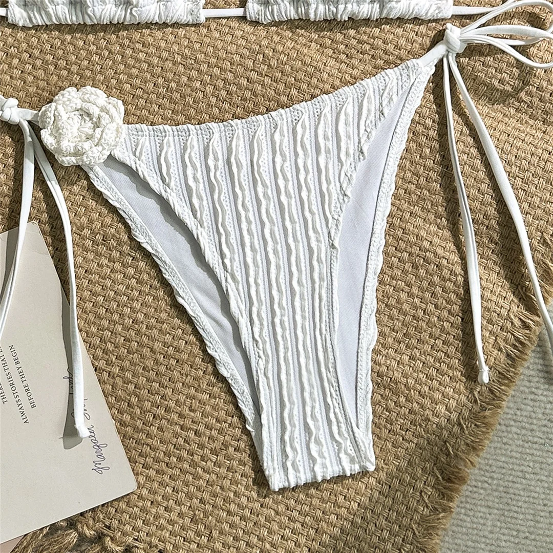 Sexy 3D-Blumen, geraffter Bikini, Damen-Badeanzug, zweiteiliges Bikini-Set, Damen-Badebekleidung, hoch geschnittene Beine, Badeanzug, Badebekleidung, Schwimmbekleidung V7479 – Detail 12