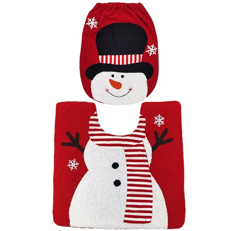 クリスマス便座カバーとマットセットバスルームマットセット便座カバーとラグセットサンタ雪だるまヘラジカ柄45BE