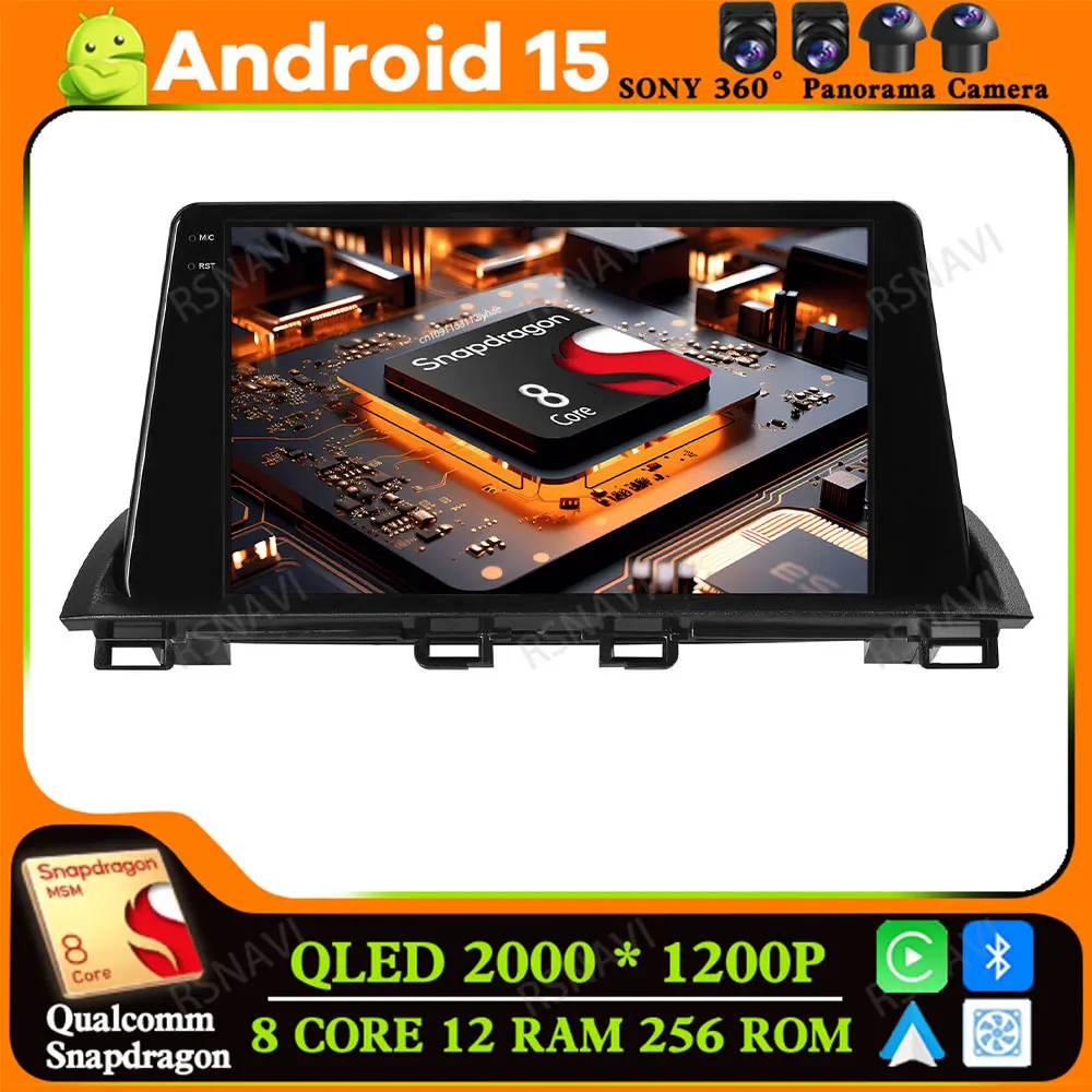 

Android 15 for Mazda 3 Axela 2014-2017 2018 2019 Autoradio BT Stereo Qualcomm Wireless Carplay Auto Viedo Player GPS 5G WIFI DSP