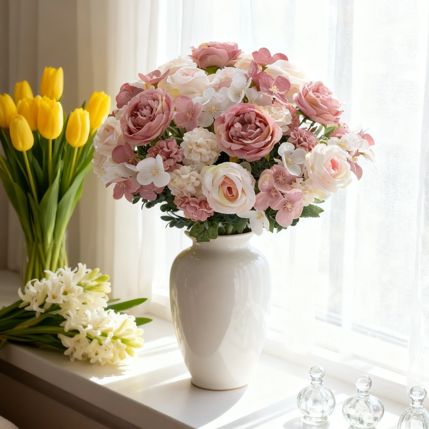 Artificial Flowers Silk Rose Peony Hydrangea Valentine's Wreath Decora Wedding Wreath Home Room Table DIY Gift Craft Accessories image 4