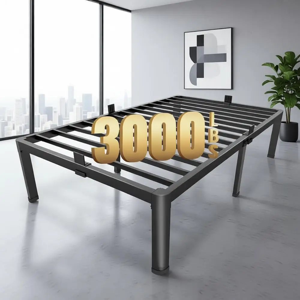 

14 Inch Twin XL Metal Platform Bed with Round Legs, 3000 lbs Steel Slat Support, Noiseless, No Box Spring Needed, Easy Assembly