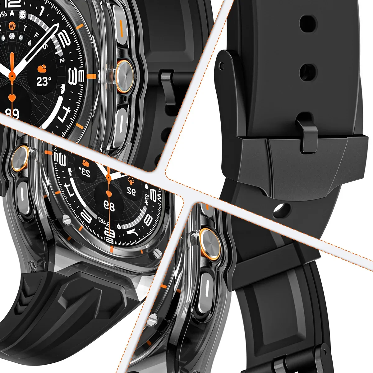 Mod Kit Strap+Case for Samsung Galaxy Watch 7 Ultra 47mm Silicone Loop Band Bracelet for Galaxy Watch Ultra Men Sports Wristband - Image 5