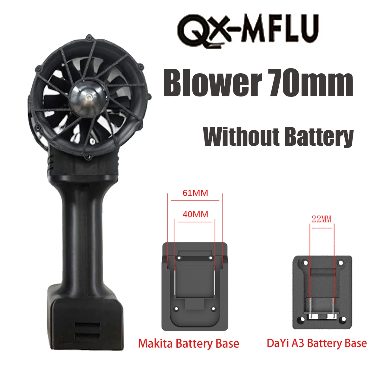 QX-MFLU Potente ventilatore portatile turbocompresso da 70 mm per ventilatore portatile per acqua, neve e rimozione polvere ad alta efficienza per auto